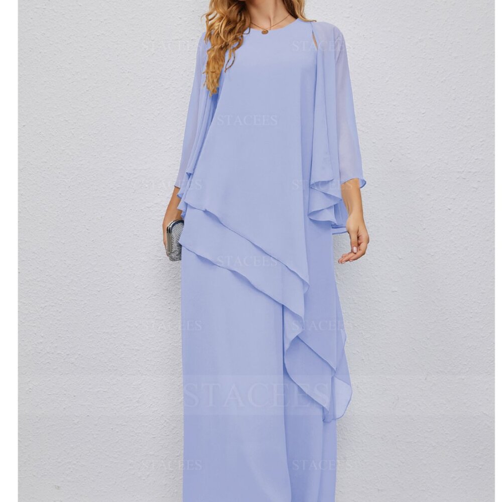 Stacees Chiffon Mother of the Bride Dress With Jacket (Purple Size 10)